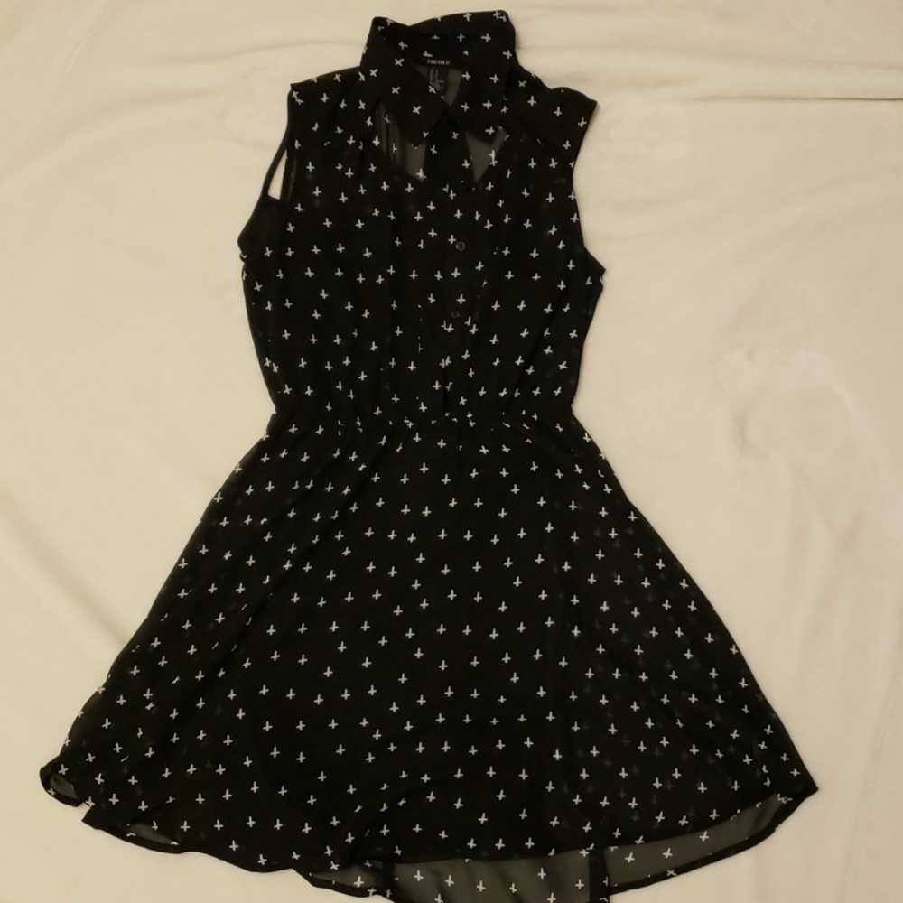 Sheer Black Cutout Collared Dress (includes slip)
